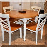 F48. Ethan Allen table with 4 chairs and leaf. 